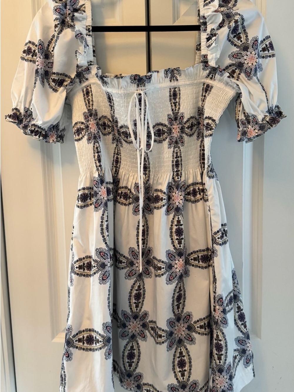 Hill House Home Scarlett Mini Nap Dress in Marseille Geo Cotton Sateen - Size L